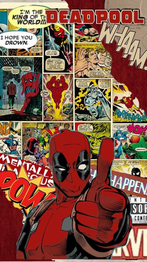 #marvel #deadpool #red #aesthetic #comics Deadpool Animated, Deadpool Background, Deadpool Poster, Avengers Poster, Deadpool Comic, Thanos Marvel, Deadpool Wallpaper, Retro Graphic Design, Avengers Wallpaper