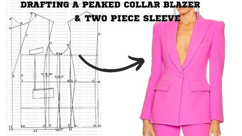 Ladies Blazer Pattern Drafting, Blazer Pattern Drafting, Jacket Pattern Drafting, Suit Jacket Pattern, Pattern Drafting Tutorials, Fashion Design Classes, Blazer Pattern, Jacket Blouse, Ladies Blazer