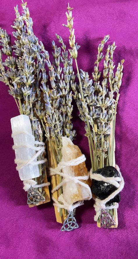 #etsy shop: Sacred Smoke Kit #palosanto #lavender #selenite #blacktourmaline #citrine #smokecleansing #crystal Lavender Incense, Lavender Bundle, Amethyst Candle, Celtic Knot Pendant, Energy Clearing, Intention Candles, Spa Gifts Set, Lavender Candle, Lavender Buds