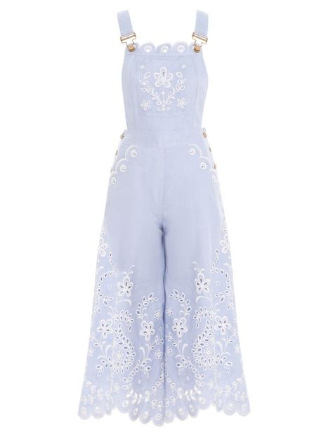 Embroidered Overalls, Luxury Embroidered Summer Sets, Zimmerman Jumpsuit, Zimmerman Pants, Zimmerman Embroidered Dress, Zimmerman Playsuit, Blue Overalls, Casual Style Outfits, Mode Inspiration