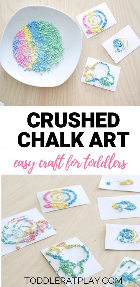 Crushed Chalk Art - Toddler at Play Provocation Ideas, Rolling Pin Crafts, Easy Toddler Crafts, Chalk Crafts, Kindergarten Art Projects, Children Activities, Messy Art, Bel Art, Colour Art