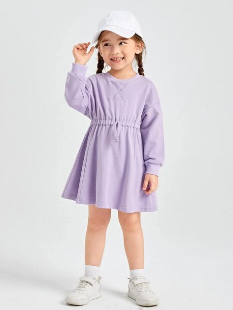 Jersey Dress Girl, Vestidos Sport, Girls Sweatshirt Dress, Drop Shoulder Dress, Girl Sweat, Girls Long Sleeve Dresses, Childrens Shop, Drop Shoulder Sweatshirt, Sweat Dress