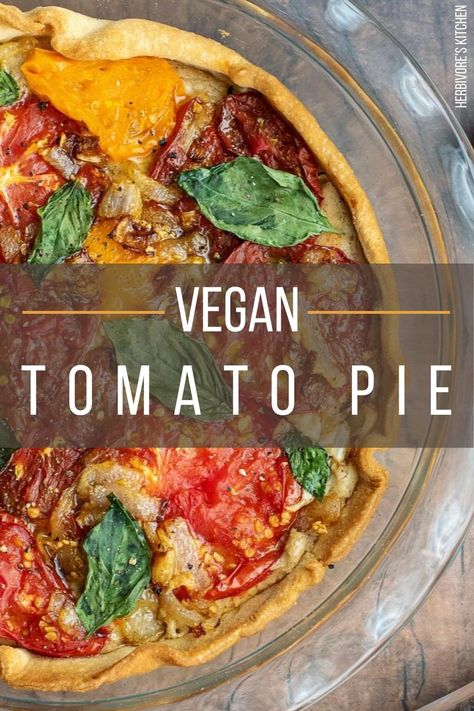 Dairy Free Tomato Pie, Vegan Tomato Pie Recipe, Tomato Pie Vegan, Vegan Tomato Pie, Vegan Tomato Tart, Vegan Pie Savoury, Vegan Cottage Pie, Tomato Recipes Vegan, Vegan Tomato Recipes