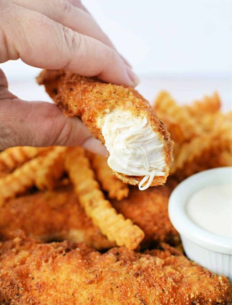 Chicken Strip Recipes Air Fryer, Homemade Chicken Strips In Air Fryer, Homemade Chicken Tenders Air Fryer, How To Make Chicken Tenders, Chicken Fingers Fried, Air Fryer Chicken Strips Recipe, Chicken Strips Air Fryer, Homemade Breaded Chicken, Chicken Tenders In Air Fryer