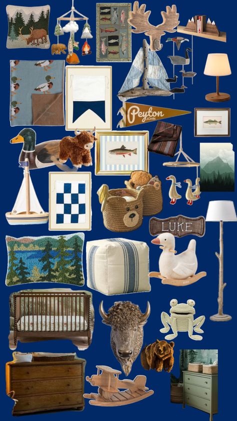 Boy, forest lake, house, duck nursery House Duck, Brothers Room, Duck Nursery, Baby Brother, Baby Boy Nurseries, Boy Nursery, Log Cabin, Lake House