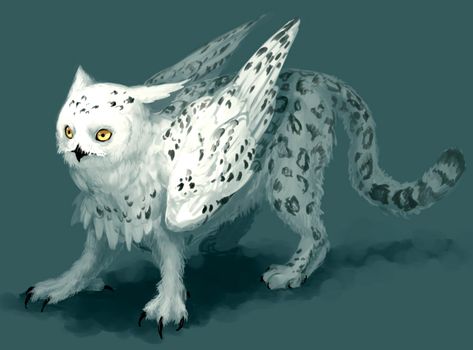 Mythological Animals, Rp Characters, Owl Feather, Hybrid Art, Snow Owl, Owls Drawing, Fantasy Beasts, Winter Animals, Mythical Creatures Art