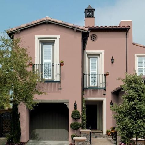 Terracotta Paint Colors, Terra Cotta Paint Color, Stucco Paint, Terracotta Paint, Roof Paint, Masonry Paint, Stucco Homes, Stucco Exterior, Red House