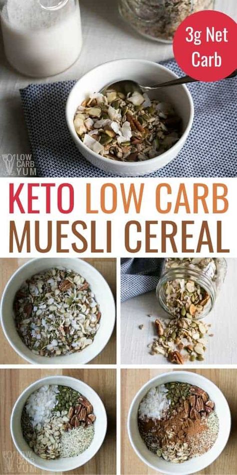 Muesli Cereal, Low Carb Cereal, Quick Keto Breakfast, Keto Cereal, Diet Lunch, Keto Breakfasts, Medicine Tips, Low Carb Chicken Recipes, Diet Breakfast