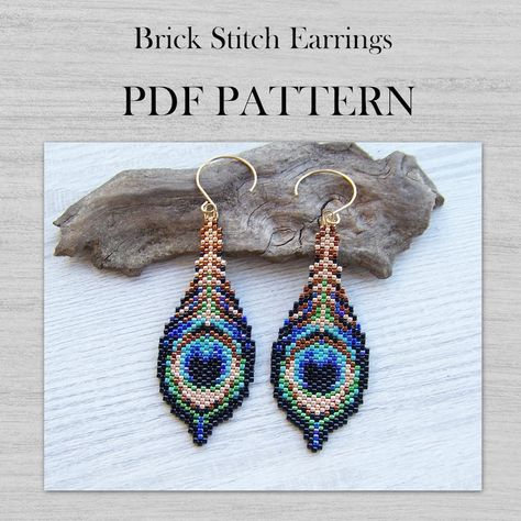 LutitaPatterns - Etsy Canada Brick Stitch Bead Patterns, How To Brick Stitch Beads Tutorial, Unique Beaded Earrings, Brick Stitch Pattern Earring, Brick Stitch Tutorial, Stitch Earrings, Beaded Earring, Multicolor Earrings, Brick Stitch Earrings