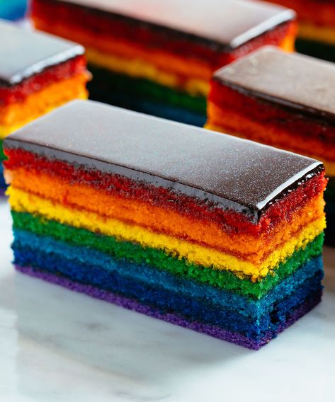 These Pride Month Food & Drink Deals Are Giving Back To The LGBTQ Community +#refinery29 Orange County Restaurants, Bouchon Bakery, Rainbow Desserts, Kek Lapis, Restaurant Specials, Rainbow Food, Apricot Jam, Bakery Cakes, Rainbow Cake