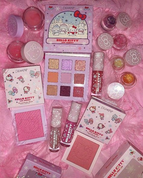 Cute Hello Kitty Makeup, Hello Kitty Stuff, Sanrio Makeup, Hello Kitty Room Decor, Kitty Makeup, Hello Kitty Merchandise, Hello Kitty Makeup, Hello Kitty Rooms, Hello Kitty Aesthetic