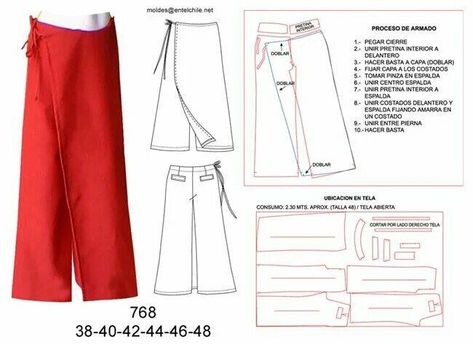 Sew Pants, Skirt Sewing Tutorial, Pantalon Thai, Pants Pattern Free, Pola Rok, Pattern Pants, Sewing Pants, Wrap Pants, Pants Sewing Pattern