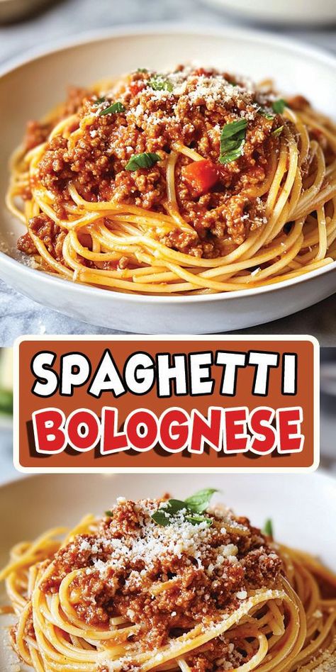 Spaghetti Bolognese Ingredients: 1 tbsp olive oil 1 onion, diced 2 carrots, diced 2 celery stalks, diced 2-3 cloves garlic, minced 5-6 fresh basil leaves (or 2 tsp dried basil) 400g (14oz) canned diced tomatoes 500g (17oz) tomato passata (crushed tomatoes) 250ml (1 cup) water 2 tsp dried oregano 450g (1lb) ground beef (extra lean) Salt and pepper to taste 450g (1lb) spaghetti #spaghetti #easyrecipes #camilarecipes Beef Spaghetti Recipes, Spaghetti Recipes With Ground Beef, Spaghetti Beef Recipe, Recipes With Diced Tomatoes, Tomato Passata, Spaghetti Bolognese Recipe, How To Make Spaghetti, Bolognese Recipe, Dried Basil