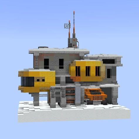 Minecraft Oil Rig Base, Scifi Minecraft Builds, Minecraft Research Facility, Minecraft Garage, Minecraft Sci Fi Builds, Lab Minecraft, Minecraft Lab, Minecraft Mine, Vanilla Minecraft