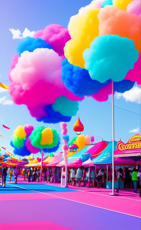 Amusement Park Aesthetic, Rainbow Park, Logo Game, Hex Color Palette, Cute Pastel Wallpaper, Happy Fun, Rainbow Aesthetic, Neon Aesthetic, Cartoon Background