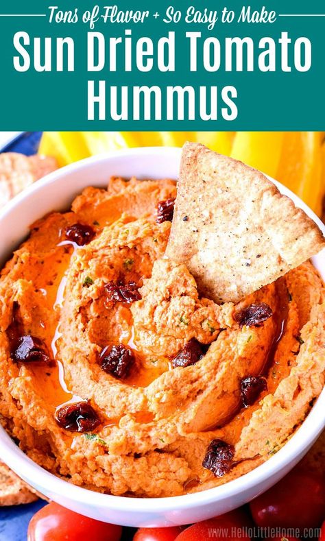 Chickpea Sundried Tomato, Houmous Recipe Homemade Hummus, Hummus With Sundried Tomatoes, Italian Hummus Recipe, Hummus From Dried Chickpeas, Sun Dried Tomato Hummus Recipe, Tomato Hummus Recipe, Sundried Tomato Hummus, Hummus Appetizers