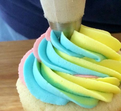 How to make rainbow frosted cupcakes | King Arthur Baking Plain Cupcakes, Frost Cupcakes, Frosted Cupcakes, Rainbow Frosting, Swirl Cupcakes, Nice Recipes, Frosting Tips, Birthday Treat, Rainbow Cupcakes