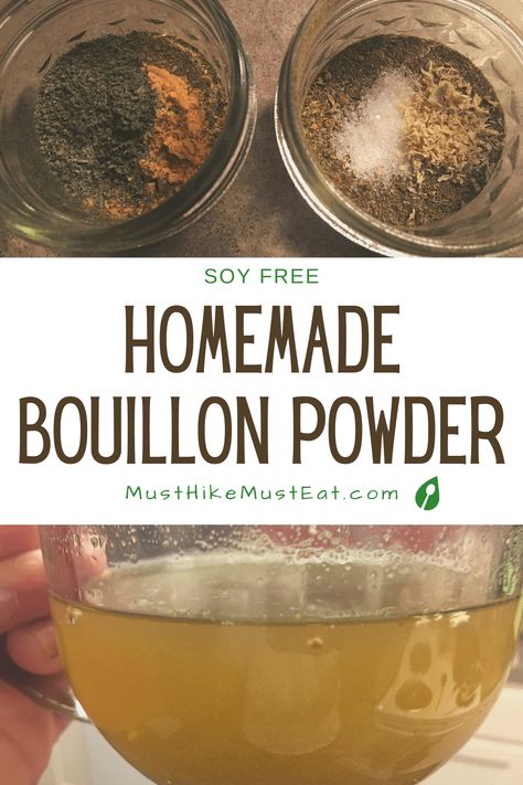 Homemade Bouillon Powder | Must Hike Must Eat Diy Woolite Recipe, Homemade Beef Bullion Powder, Homemade Bullion Powder, Chicken Boullion Recipe, Beef Boullion Powder Recipes, Homemade Bouillon Powder, Beef Boullion Recipe, Beef Boullion Recipes, Diy Chicken Bouillon Powder