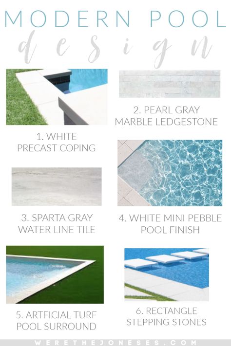 White Tiled Swimming Pool, White Precast Coping, Swimming Pool Pebble Finish, White Mosaic Waterline Pool Tiles, Infinity Edge Spa In Pool, Swimming Pool Tiles Ideas Modern, Chevron Pool Tile, Simple Waterline Pool Tile, Pool Pebble Finish