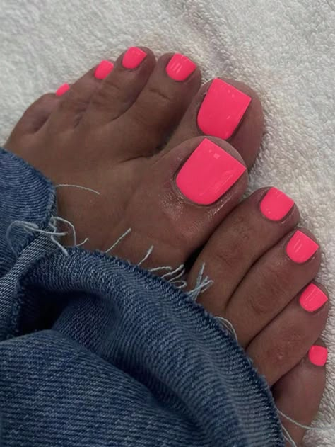 Hot Pink  Collar   Plain Bare Nails Embellished   Nail,Hand & Foot Care Pink Toe Nails, Unghie Sfumate, Gel Toe Nails, Milky Nails, Acrylic Toes, Toe Nail Color, Acrylic Toe Nails, Pretty Toe Nails, Summer Toe Nails