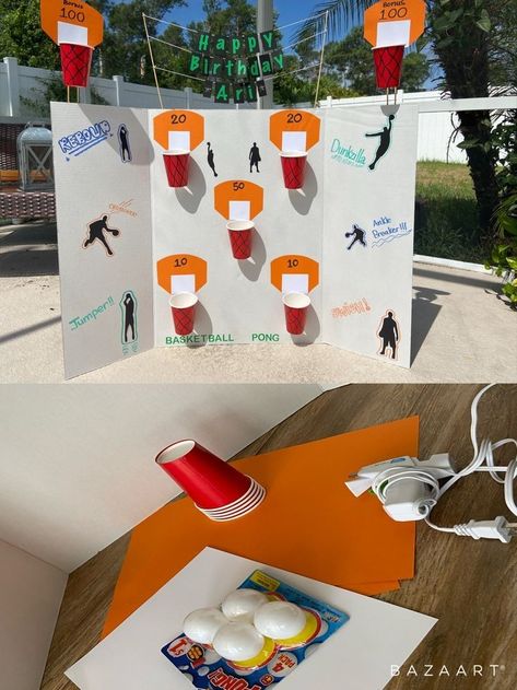 Sport Themed Birthday Party Games, Sports Day Birthday Party Ideas, Sports Birthday Activities, Basketball Theme Birthday Decorations, Basketball Birthday Party Ideas Diy, Boys Birthday Party Games Indoor, Basketball Games For Party, Basketball Birthday Party Games, Sports Birthday Party Games