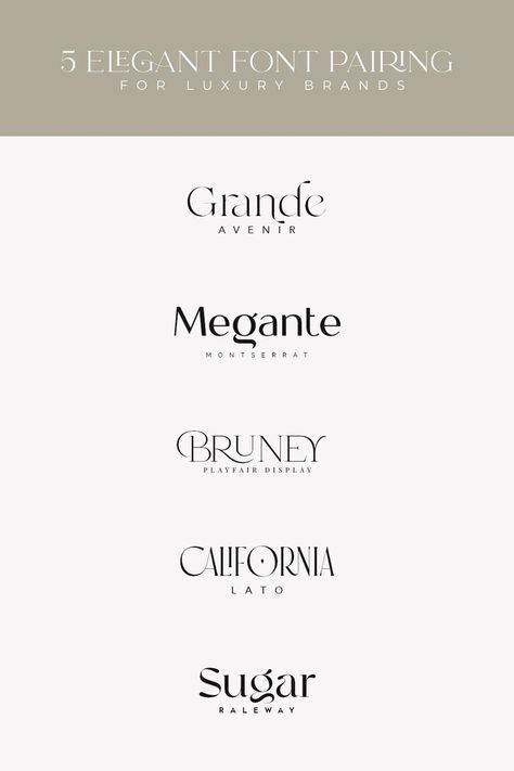 Wordpress Font Pairings, Alta Font Pairing, Sophisticated Font Pairings, Dream Avenue Font Pairing, Logo Font Pairings, Minimal Font Pairing, Fonts Pairing Ideas, Luxury Font Combinations, Tan Pearl Font Pairing