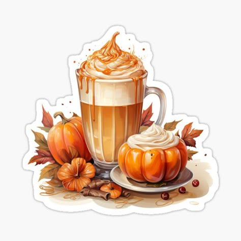 Pumpkin Spice Latte Illustration, Steamed Milk, Watercolor Pumpkin, Cinnamon Cookies, Beautiful Pumpkins, Halloween Artwork, Pumpkin Latte, Watercolor Pumpkins, Illustration Photo