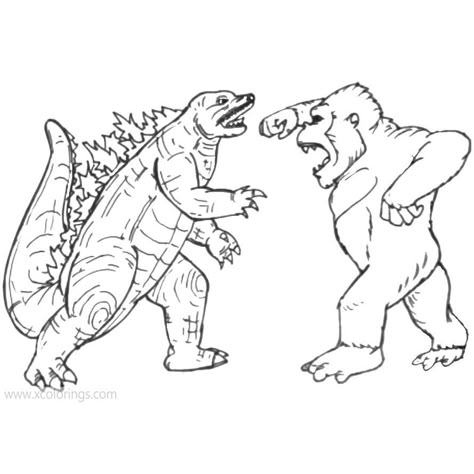 Godzilla Vs Kong Coloring Pages Monsters. Godzilla Coloring Pages, Godzilla Tattoo, Godzilla Birthday, Coloring Pages Ideas, Avengers Coloring Pages, Pages Ideas, Kong Godzilla, King Kong Vs Godzilla, Superhero Coloring Pages