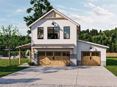 050G-0138: Garage Apartment Plan with Boat Storage Barndominium Garage, Garage With Apartment, House With Garage, American Garage, Garage Extension, Advanced House Plans, Garage Apartment Plan, Plan Garage, Apartment Plan