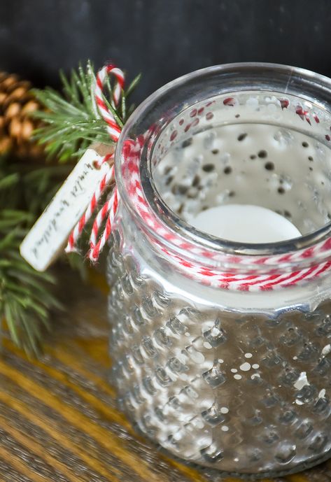 Beautiful Mercury glass votive holders from Dollar Tree get an inexpensive Christmas inspired makeover. Luminaries Christmas, Christmas Decor Dollar Tree, Christmas Votives, Dollar Store Christmas Crafts, Inexpensive Christmas, Glass Votive Holders, Hosting Christmas, Dollar Store Christmas, Dollar Tree Christmas