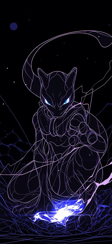 Mewtwo Aesthetic, Mewtwo Fanart, Mew Wallpaper, Mewtwo Art, Mewtwo Wallpapers, Pokemon Mega Evolution, Anime Iphone Wallpaper, Iphone And Macbook, Anime Art Sketches