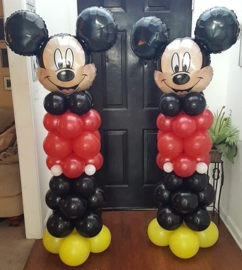 Mickey Mouse Ideas Decoration, Mickey Mouse Balloon Columns, Mickey Mouse Balloon Decor, Mickey Mouse Balloon Arch, Mickey Mouse Backdrop, Mickey Mouse Balloon, Mickey Mouse Theme Party, Mickey Mouse Birthday Theme, Miki Mouse