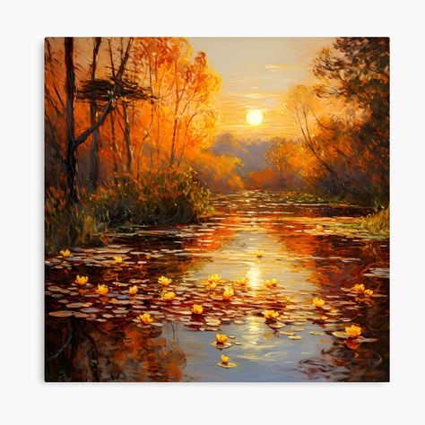 Get my art printed on awesome products. Support me at Redbubble #RBandME: https://www.redbubble.com/i/canvas-print/Sunrise-or-sunset-in-a-forest-drawn-by-an-impressionist-by-SettantaSette/153173761.5Y5V7?asc=u Forest Drawing, Autumn Sunset, Sunrise Painting, Painting Sunset, Sunset Art, Autumn Painting, Sunset Painting, Beautiful Paintings, Canvas Print