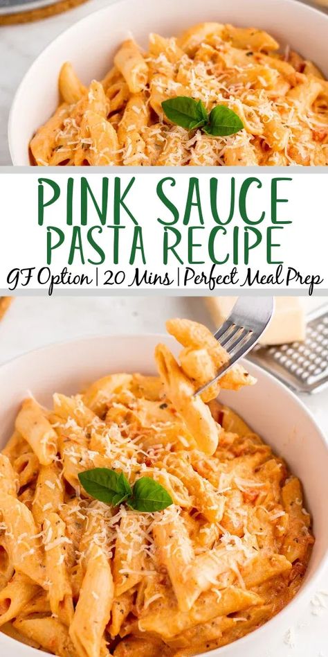 Pink sauce pasta is a simple pasta dish that is quick to make and can easily be made gluten free. This recipe is a classic and is perfect for meal prepping or a simple dinner at home. The homemade pink sauce is simple to make and can be swapped in anywhere you would normally use a pasta sauce and want the pink sauce flavor. #glutenfreerecipes #pastarecipes #easydinnerrecipes #pinksaucepasta #pasta Gluten Free Pasta Sauce Recipes, Italian Pink Sauce Recipe, Gluten Free Pasta Sauce, Homemade Gluten Free Pasta, Pink Sauce Pasta, Gluten Free Recipes For Kids, Easy Pasta Sauce, Pink Sauce, Pasta Sauce Homemade