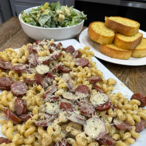 Smoked Sausage Alfredo Pasta - Cooking in the Midwest Midwest Meal Ideas, Kielbasa Alfredo Pasta, Luke Brown Cooking In The Midwest, Smoked Sausage Alfredo Pasta, Kielbasa Alfredo, Smoked Sausage Alfredo, Kielbasa Pasta Recipes, Midwest Recipes, Sausage Alfredo Pasta