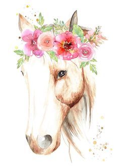 Horse & Flower Artwork For The Home - COWGIRL Magazine Door Crown, Crown Drawing, Horse Flowers, Crown Print, Horse Artwork, Wallpaper Flower, Crown Flower, Beautiful Horse, Horse Drawings