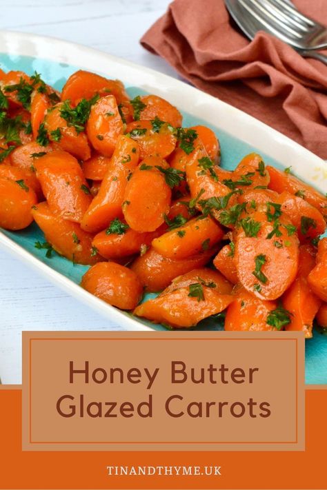 Indulge in the mouth-watering flavour of honey butter glazed carrots. This easy yet tasty side dish recipe is inspired by the French classic, Vichy carrots, but with the added sweetness of honey and the intensity of garlic. Perfect for adding a touch of decadence to your Christmas, Thanksgiving, or any other festive feast. #CarrotRecipes Carrot And Honey Recipe, Parisian Carrots, Vichy Carrots, Butter Glazed Carrots, Carrots With Honey, Vegetarian Christmas Recipes, Honey Carrots, Butter Carrots, Vegetarian Christmas