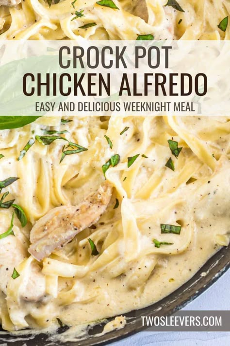 Crock Pot Chicken Alfredo | Slow Cooker Chicken Alfredo Recipe - TwoSleevers Chicken Alfredo Casserole Crockpot, Slow Cooked Chicken Alfredo, Olive Garden Chicken Fettuccine Alfredo Crockpot, Easy Chicken Alfredo Recipe Crock Pots, Crockpot Recipes Alfredo Chicken, Fettuccini Alfredo Crock Pot, Fettichini Alfredo Crockpot, Creamy Crockpot Chicken Alfredo, Chicken Alfredo Pasta Slow Cooker