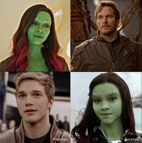 Gamora Hairstyle, Peter X Gamora, Gamora X Peter, Gamora And Peter Fanart, Groot Fanart, Gamora And Peter, Gamora Aesthetic, Gotg 2, Fictional Couples