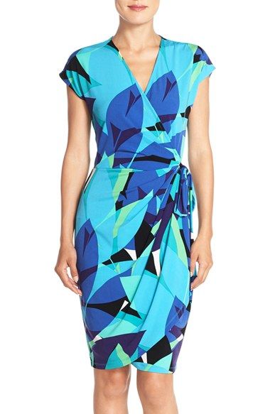 Pleated Outfit, Clothes For Women Over 50, Jersey Wrap Dress, Wrap Dresses, Maggy London, Work Ideas, Bold Prints, Office Outfits, Nordstrom Dresses