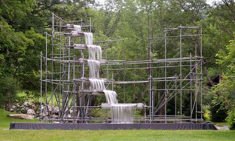 Outdoor Sculpture - Exhibitions - Hall Art Foundation Waterfall Artwork, Studio Olafur Eliasson, Glass Art Installation, Sculpture Exhibition, Art Foundation, Olafur Eliasson, Water Art, Outdoor Sculpture, Scaffolding