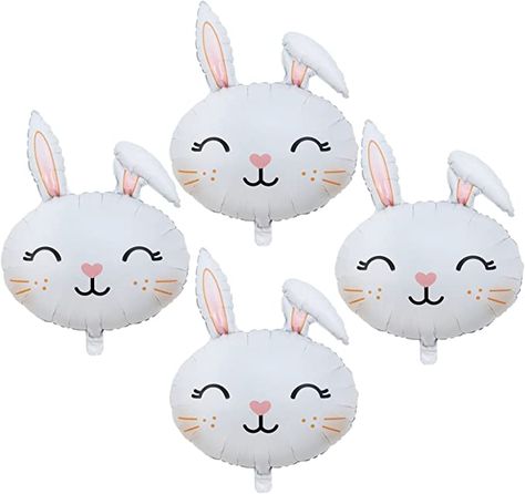 Amazon.com: AVMBC 4Pcs Easter Bunny Balloons Bunny Head Foil Balloons Happy Easter Rabbit Mylar Balloons for Easter Animal Rabbit Theme Party Birthday Baby Shower Decorations Supplies : Toys & Games Rabbit Theme Party, Easter Themed Party, Bunny Balloons, Easter Balloons, Easter Theme Party, Bunny Birthday Party, Backdrops Kids, Fest Temaer, Balloon Cartoon