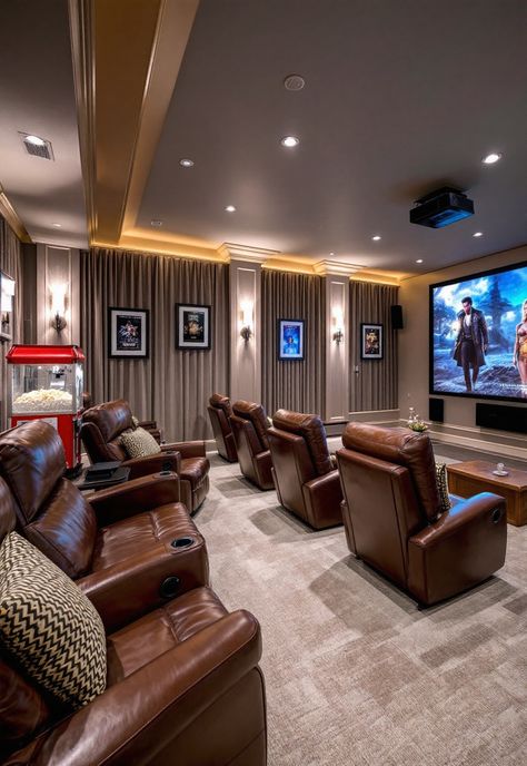 Bonus Room Ideas Moody Theater Room, Cool Game Room Ideas, Small Media Room Ideas, Room Ideas Simple, Luxurious Home Theater, Teen Hangout Room, Teen Hangout, Bonus Room Ideas, Tiered Seating