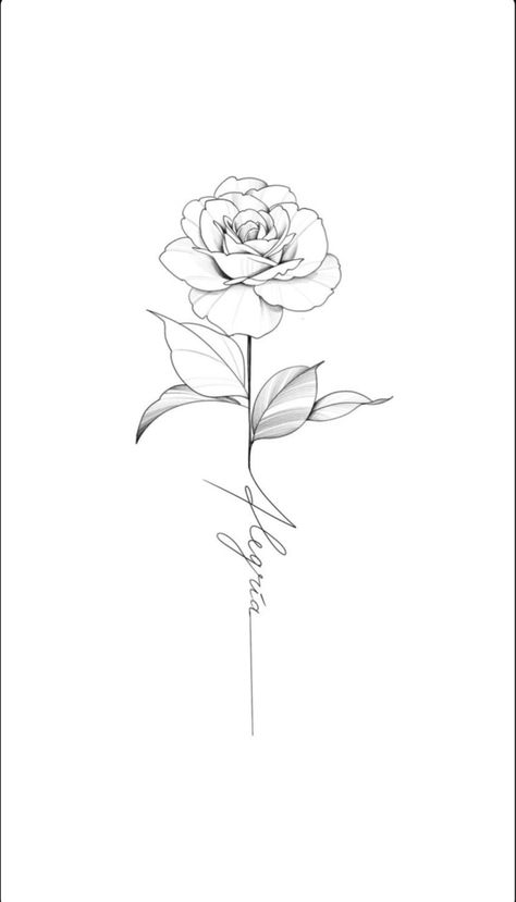 Fine Line Rose Tattoos For Women, Roses And Name Tattoo, Rose With Name Tattoo Design, Rose With Numbers Tattoo, Rose Tattoo Delicate, Fine Line Rose Tattoo Design, Rose Stem Tattoo Design, Fineline Rose Tattoo Design, Single Flower Tattoo Designs