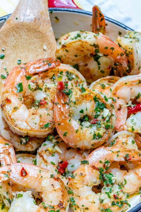 Easy Peel Shrimp Recipes, Mediterranean Shrimp Recipes, Chimichurri Shrimp, Small Food Processor, Clean Food Crush, Food Crush, Diet Vegetarian, Clean Food, How To Cook Shrimp