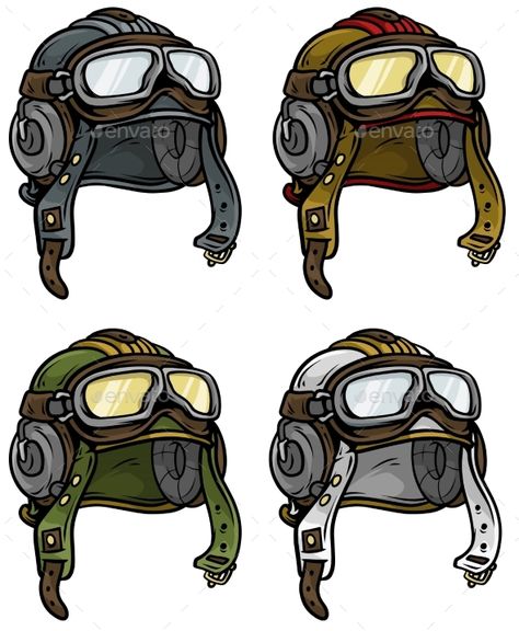 Cartoon Retro Aviator Pilot Helmet Vector Icon Set #Aviator, #Pilot, #Cartoon, #Retro Pilot Goggles Drawing, Pilot Drawing, Goggles Drawing, Magneto Helmet, Steampunk Helmet, Aviator Helmet, Icon Helmets, Helmet Vector, Pilot Helmet