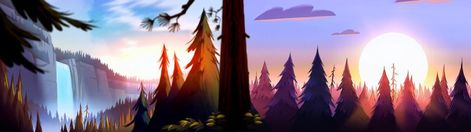 Gravity Falls (2012-2016) Dual Monitor Backgrounds, Dual Screen Wallpaper, Dual Monitor Wallpaper, Pink Flowering Trees, Gravity Fall, Amoled Wallpapers, Dual Screen, Gravity Falls Art, Dual Monitor