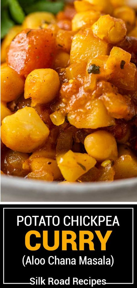 Aloo chana masala is a spicy potato chickpea curry made with loads of authentic Indian spices. Make this vegetarian feast today! Potato Chickpea Curry, Aloo Chana, Vegetarian Feast, Chickpea And Potato Curry, Aloo Curry, Potato Chickpea, Vegan Chickpea Curry, Chickpea Curry Recipe, Drink Inspiration