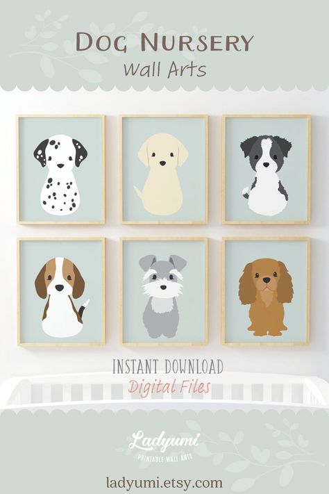 Cats And Dogs Nursery, Doggie Themed Nursery, Nursery Ideas Puppy Theme, Puppy Baby Nursery, Dog Nursery Ideas, Dog Themed Bedroom Kid Rooms, Puppy Theme Nursery, Baby Boy Dog Nursery, Dog Theme Room