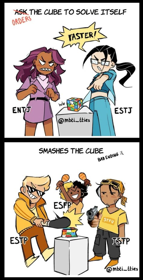 It just keeps on getting weirder lmao  -  Credit: @mbti_tties Mbti Classroom, Mbti Humor, Mbti Comics, Mbti Chart, Estj Mbti, Mbti Funny, Playstation Characters, Istp Mbti, Mbti Ships